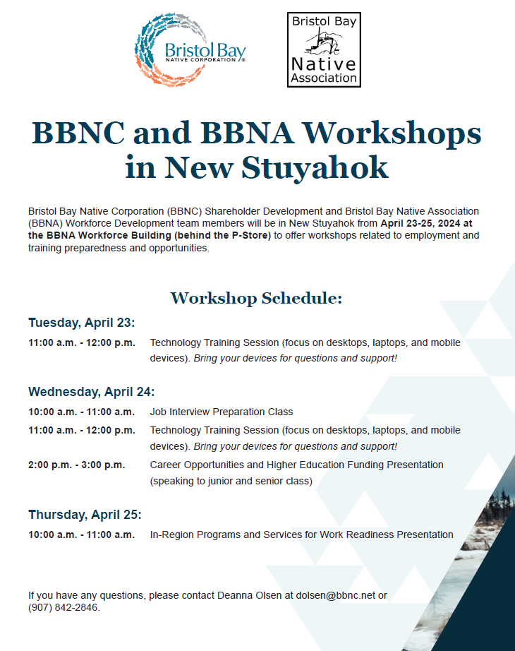 New Stuyahok April 2325 2024 Bristol Bay Native Association